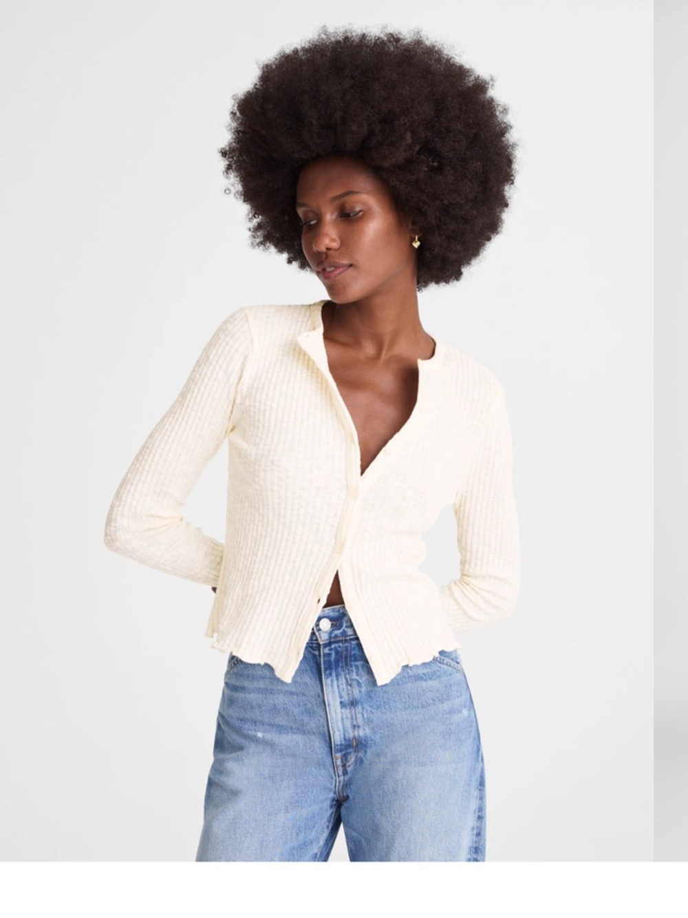 Madewell Lettuce Hem Ribbed Cardigan